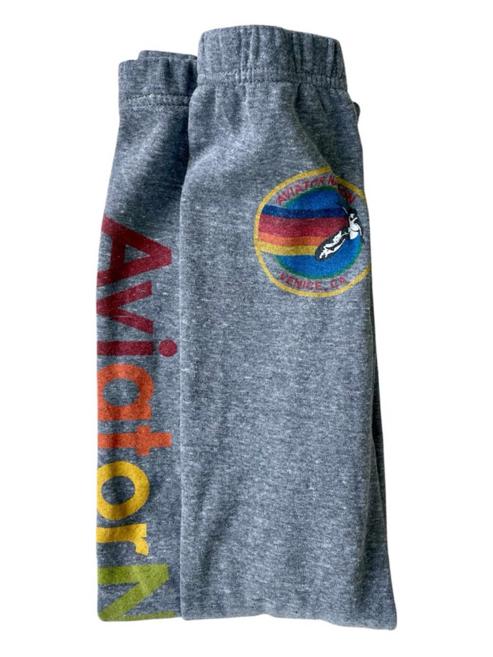 Aviator Nation Kids Sweatpants - Gray with Rainbow Logo Kids 12